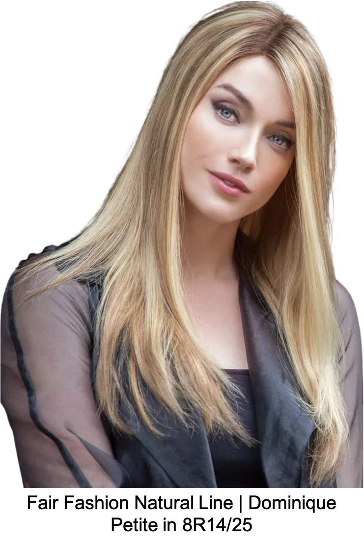 DOMINIQUE PETITE Lace Front 100% Hand-Tied Human Hair Wig by Fair Fashion, 6PC Bundle: Wig, 4oz Mara Ray ProSmooth Shampoo and Conditioner, The One Detangler, Wig Stand, and 19 Page Belle of Hope Guide (8R27/30)