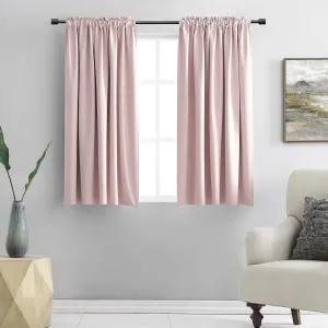 DONREN 48 Inch Length Blush Pink Curtains for Girls Baby Room - Light Pink Kitchen Room Darkening Thermal Insulated Curtains for Bathroom Small Window,52" Wide by 48" Long,1 Pair