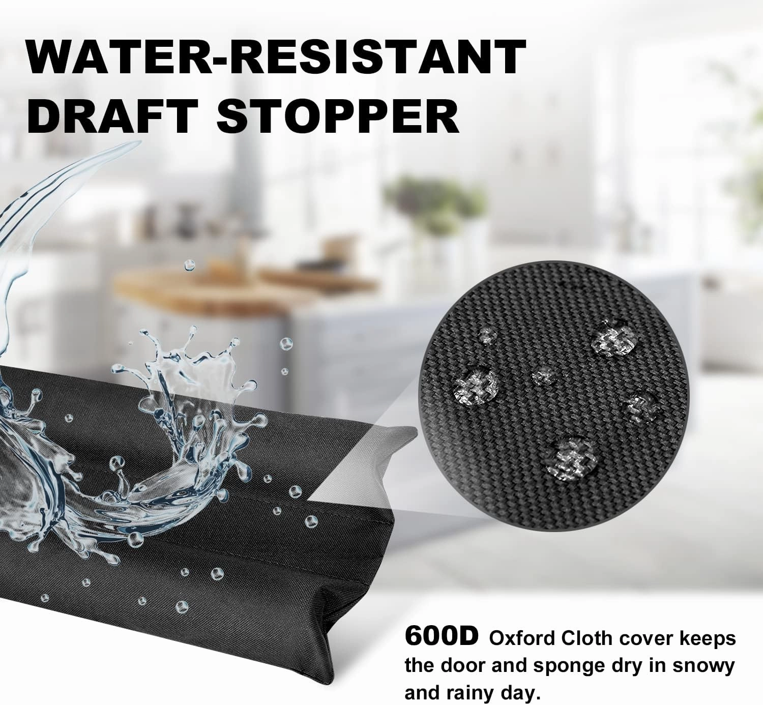 Door Draft Stopper,Size 30" to 36" Under Door Wind Noise Blocker Waterproof Door Air Draft Stopper,Noise Blocker Easy to Install (Black, 1.6Inch)
