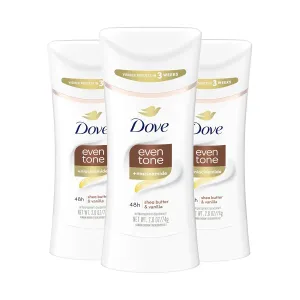 Dove Antiperspirant Deodorant Stick Even Tone Shea Butter & Vanilla Pack of 3 for 48h Odor and Sweat Protection & Skin Restoration, with Niacinamide & Visible Results in 3 Weeks, 2.6 oz