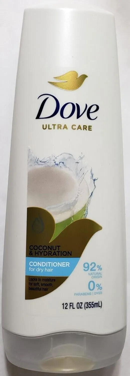 Dove Damage Therapy Conditioner 4-Pack, Coconut & Hydration, Deep 24H Hydration for Revitalizing Dry, Damaged Hair, 12 Oz Ea