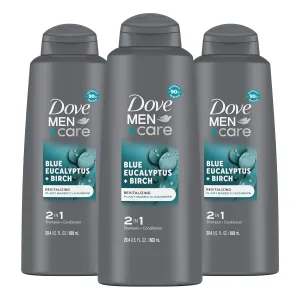 DOVE MEN   CARE 2 in 1 Shampoo Conditioner Eucalyptus   Birch 3 Count For Healthy-Looking Hair Naturally Derived Plant Based Cleansers 20.4 oz