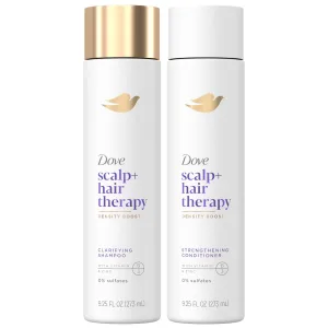 Dove Scalp   Hair Therapy Set – Density Boost Clarifying Shampoo and Strengthening Conditioner with Vitamins B3 & E, Zinc & Peptides, 9.25 Oz Ea (2 Piece Set)