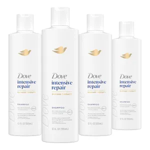 Dove Shampoo 4 count Intensive Repair for Damaged Hair with Bio-Protein Care Technology and Amino Serum 12 Fl Oz