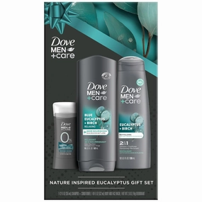 Dove Men   Care Bundle – Blue Eucalyptus   Birch Body   Face Wash, 2-in-1 Shampoo   Conditioner & 48H Aluminum-Free Deodorant (3 Piece Set)
