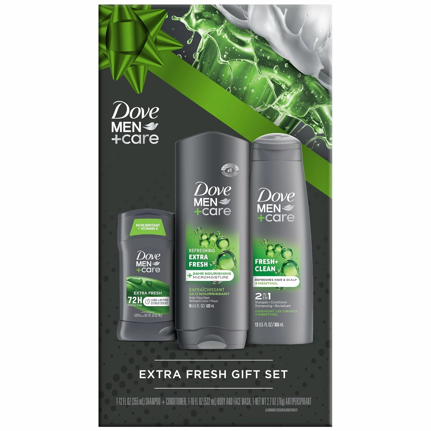Dove Men   Care Bundle – Extra Fresh Body Wash & 72H Deodorant   Fresh   Clean 2-in-1 Shampoo and Conditioner, Citrus Scent (3 Piece Set)