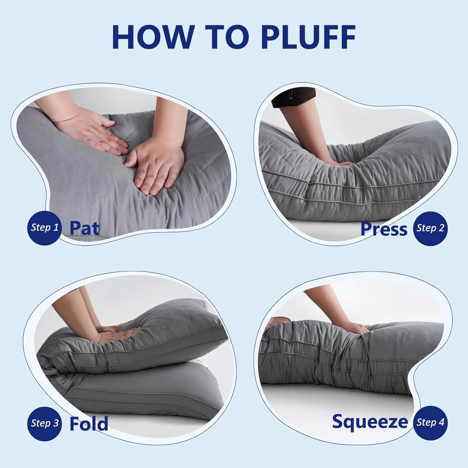 DOWNCOOL Quilted Memory Foam Body Pillow - Large Full Body Pillows for Adults - Soft Long Bed Pillows for Side Sleepers - 20x54 inch (Grey)