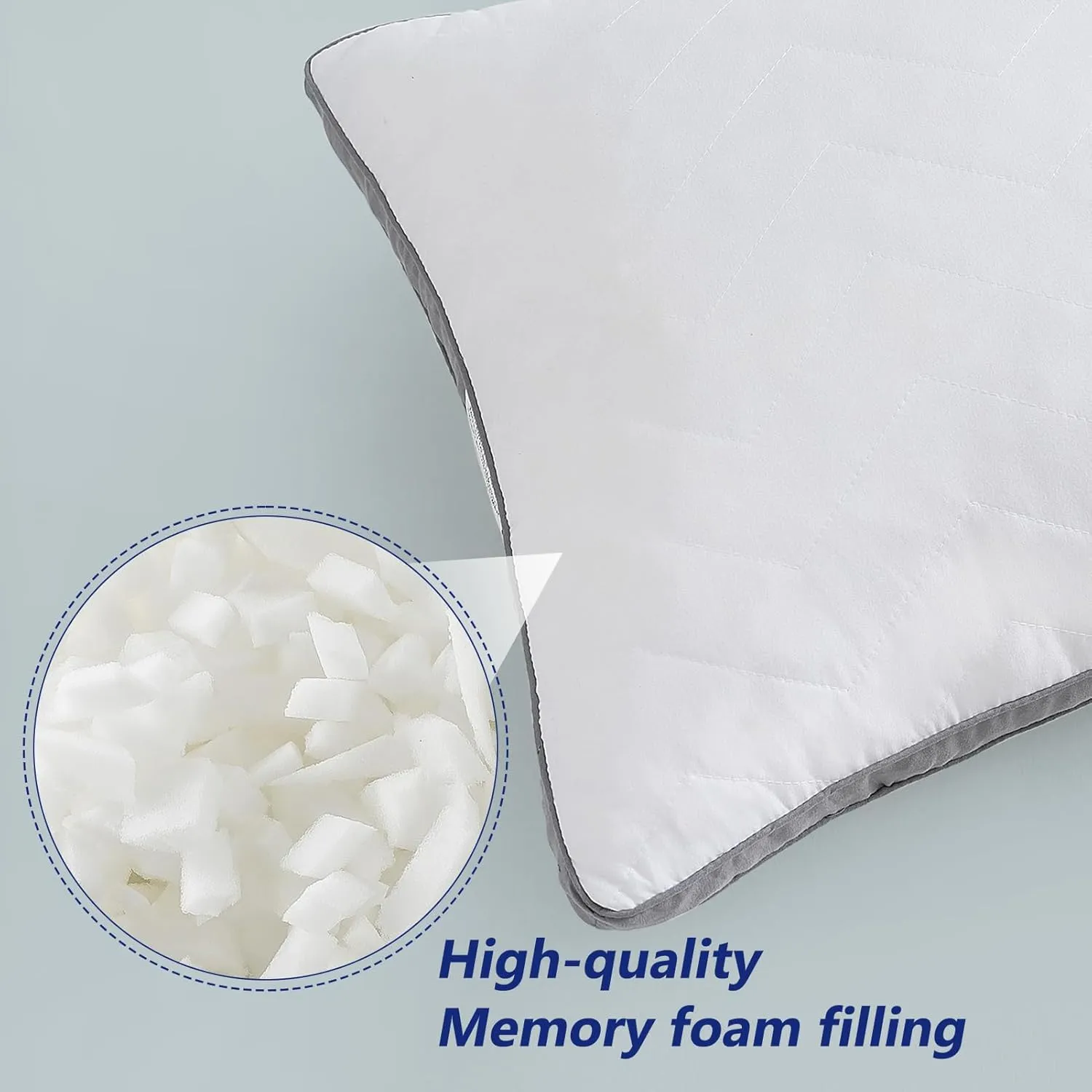 DOWNCOOL Quilted Memory Foam Body Pillow - Large Full Body Pillows for Adults - Soft Long Bed Pillows for Side Sleepers - 20x54 inch (White)