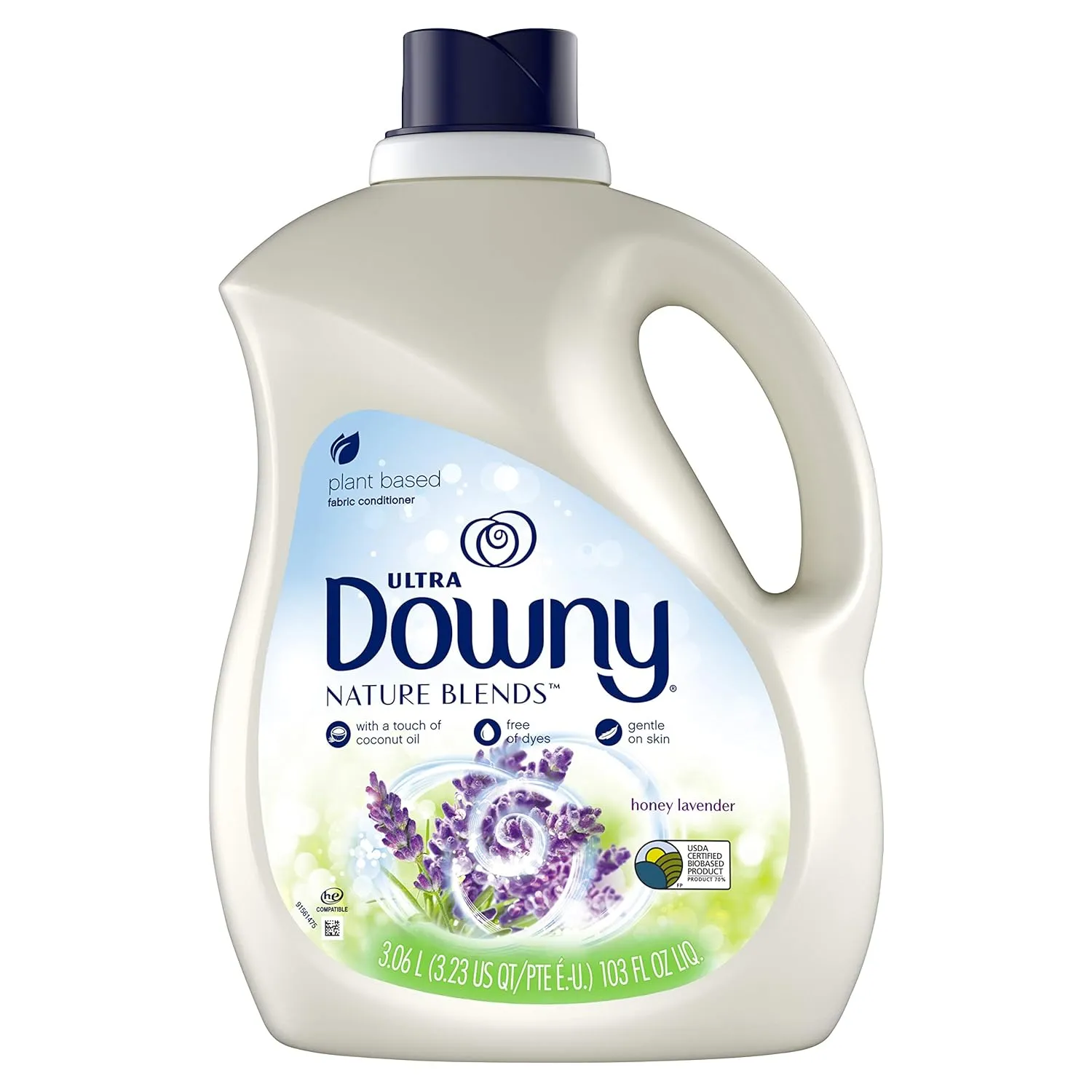 Downy Downy Nature Blends Liquid Fabric Conditioner (Fabric Softener), Honey Lavender, 120 Loads 103 fl oz, 103 Fl Oz