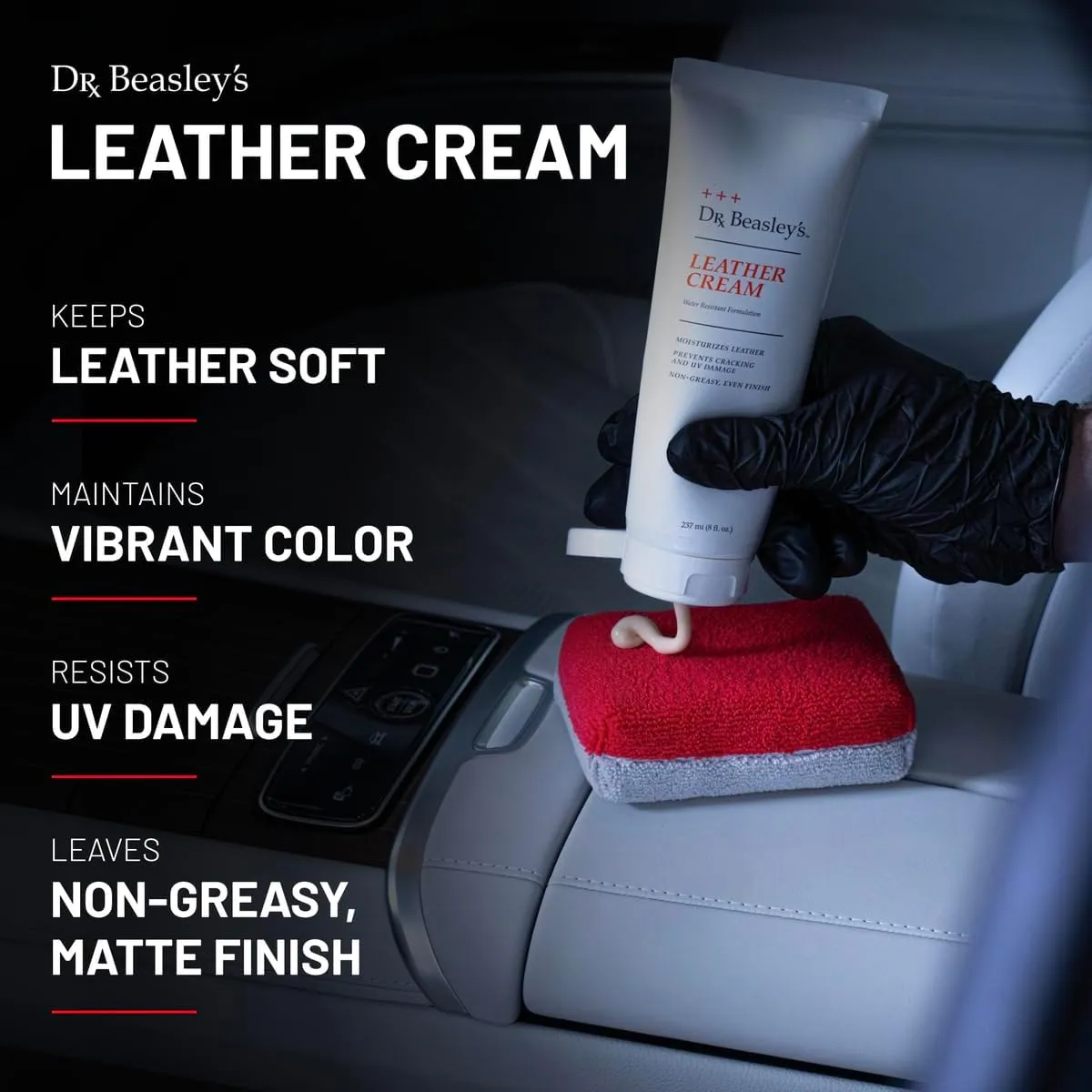 Dr. Beasley's Leather Cream 8 oz - Elite Leather Care Solution, Protects & Rejuvenates Leather Auto Interior, UV Inhibitors, Prevents Drying, Fading, Cracking