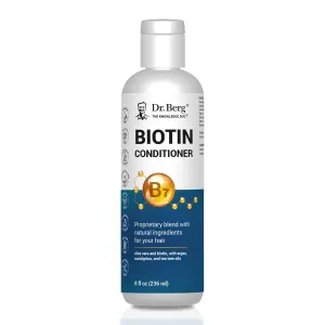 Dr. Berg Biotin Conditioner for Men & Women (Improved High-Performance Formula) - Independently Tested & Certified Paraben- Sulfate- & Silicone-Free - Infused w/Biotin, Argan & Botanicals - 8 Fl oz