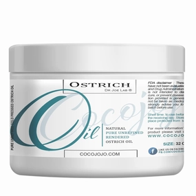 Dr Joe Lab Ostrich Oil 32 oz Pure Natural Cold Pressed Unrefined Extra Virgin - for Hair Skin Body Nail and Beard - Moisturizes, Soothes, Hydrates, & Nourishes