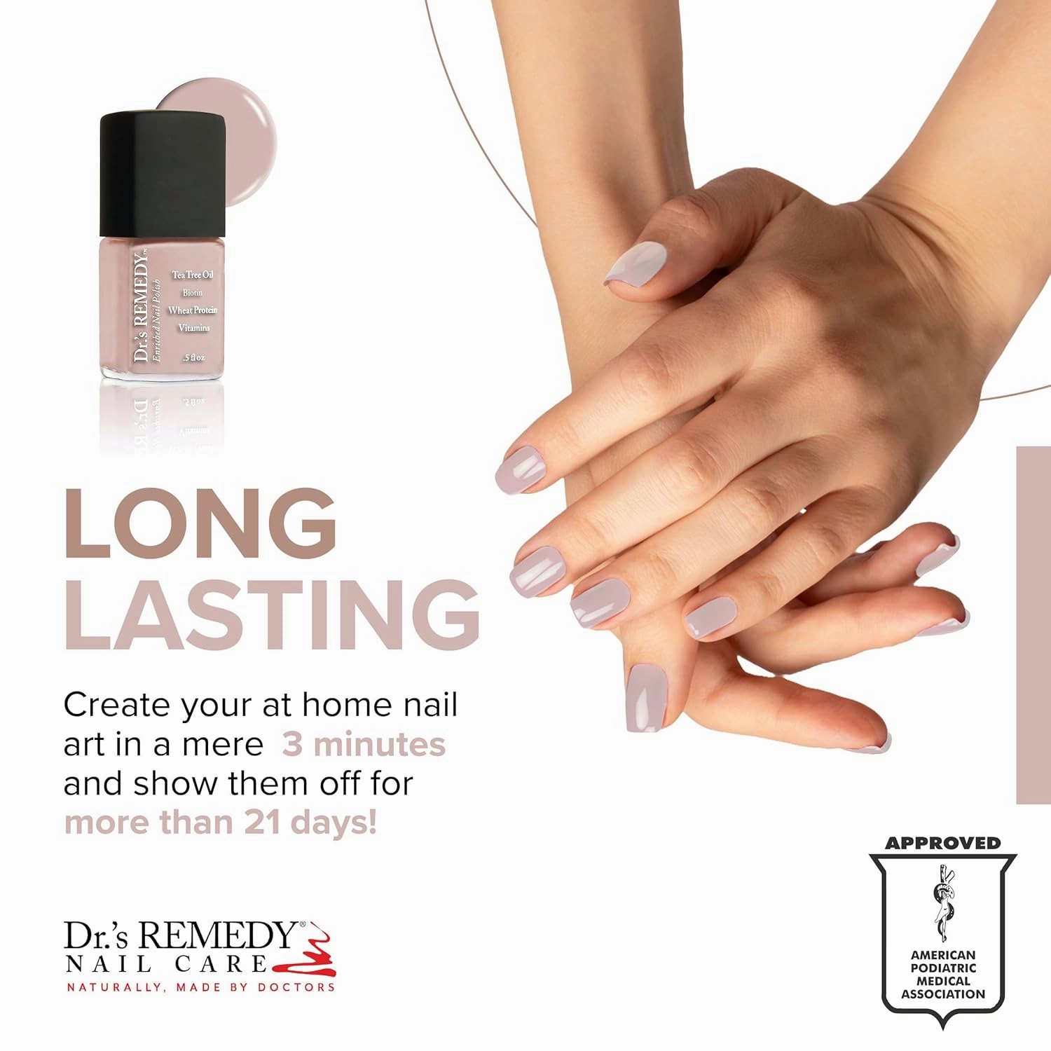 Dr’s Remedy Nail Polish, All Natural Enriched Nail Strengthener Non Toxic and Organic - PALE Peach