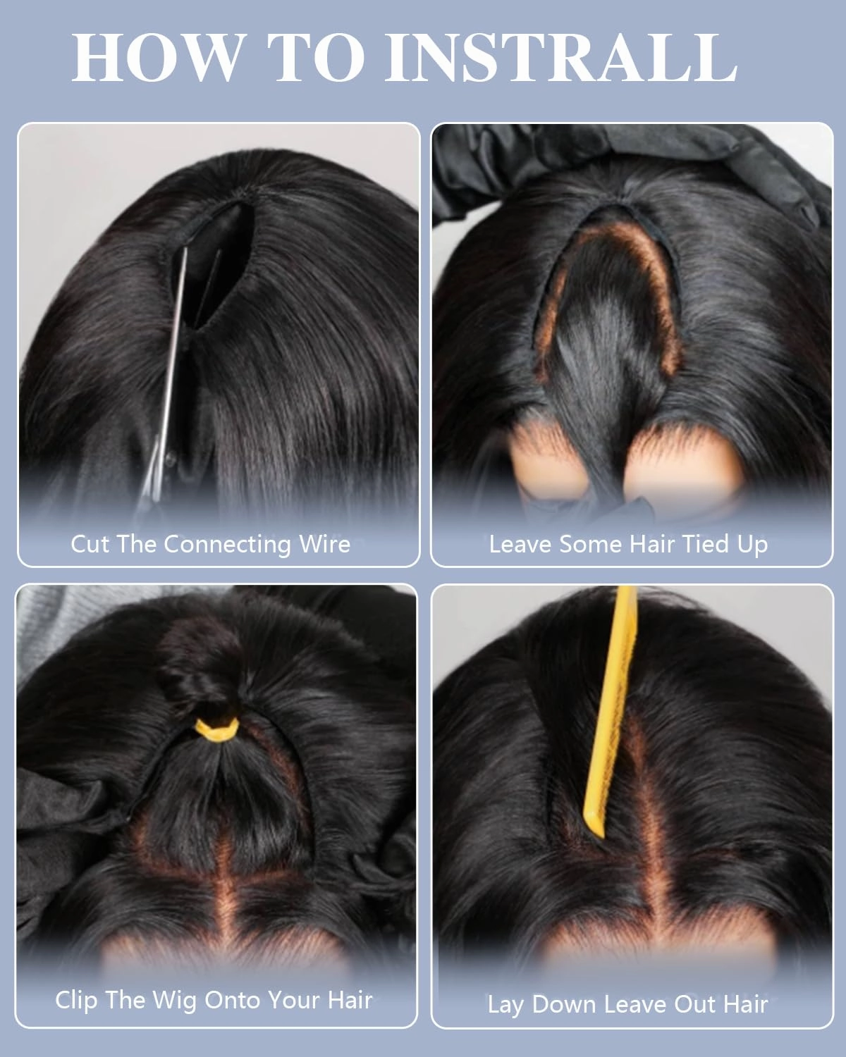 Drawstring V Part Wigs Human Hair 220% Density Kinky Straight Pull and Go Glueless Wigs Human Hair Flexible Fit Magic Leave out 270g 20inch #1B Natural Black