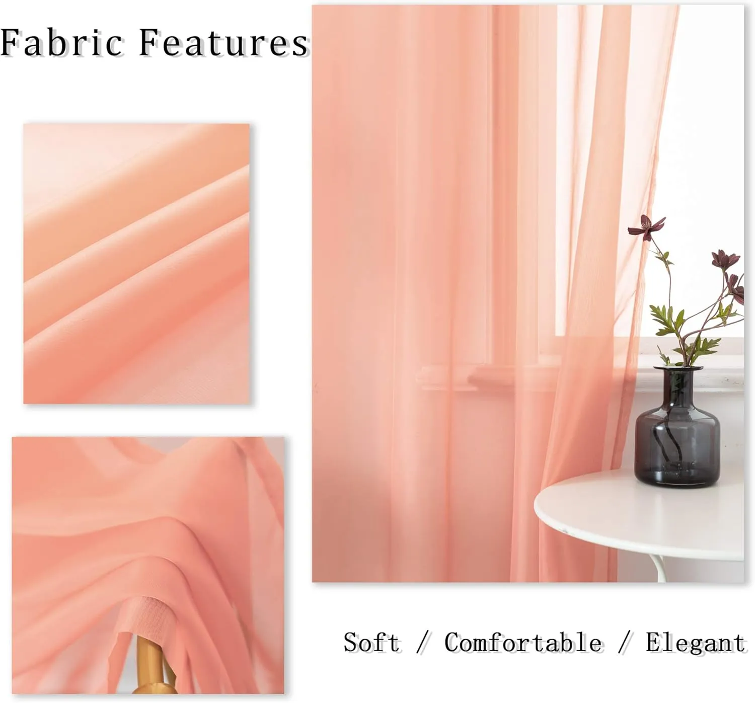 DUALIFE Blush Pink Sheer Curtains 45 inches Long for Girls Room with Rod Pocket Small Short Sheer Pink Voile Window Drapes 45 Inches Long for Nursery Kitchen Bathroom Basement 52x45 Inch 2 Panels