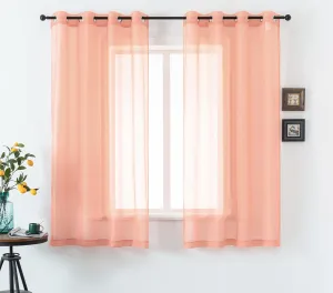 DUALIFE Blush Pink Sheer Curtains 45 inches Long for Girls Room with Rod Pocket Small Short Sheer Pink Voile Window Drapes 45 Inches Long for Nursery Kitchen Bathroom Basement 52x45 Inch 2 Panels