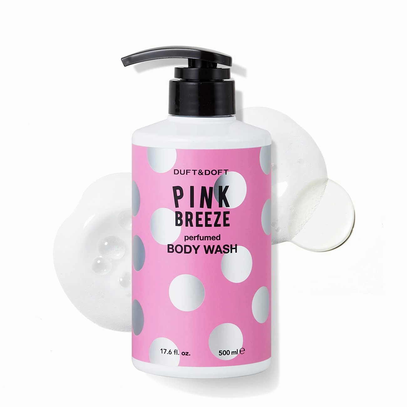 DUFT & DOFT Pink Breeze Perfumed Body Wash 17.6 fl oz with 6 Blue Herbs, Through Cleansing without Stripping the Delicate Skin Barrier, Paraben Free