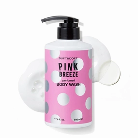 DUFT & DOFT Pink Breeze Perfumed Body Wash 17.6 fl oz with 6 Blue Herbs, Through Cleansing without Stripping the Delicate Skin Barrier, Paraben Free