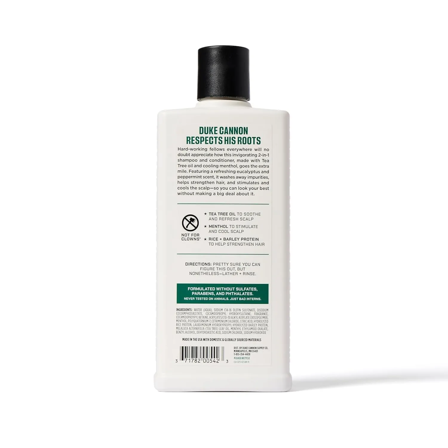 Duke Cannon Supply Co. 2-in-1 Hair Wash - Masculine Scent - Gentle Cleansing Hair Wash For Men - Stimulating Hair Shampoo & Conditioner - Strengthens Hair - Tea Tree - 2 Pack (14 oz)