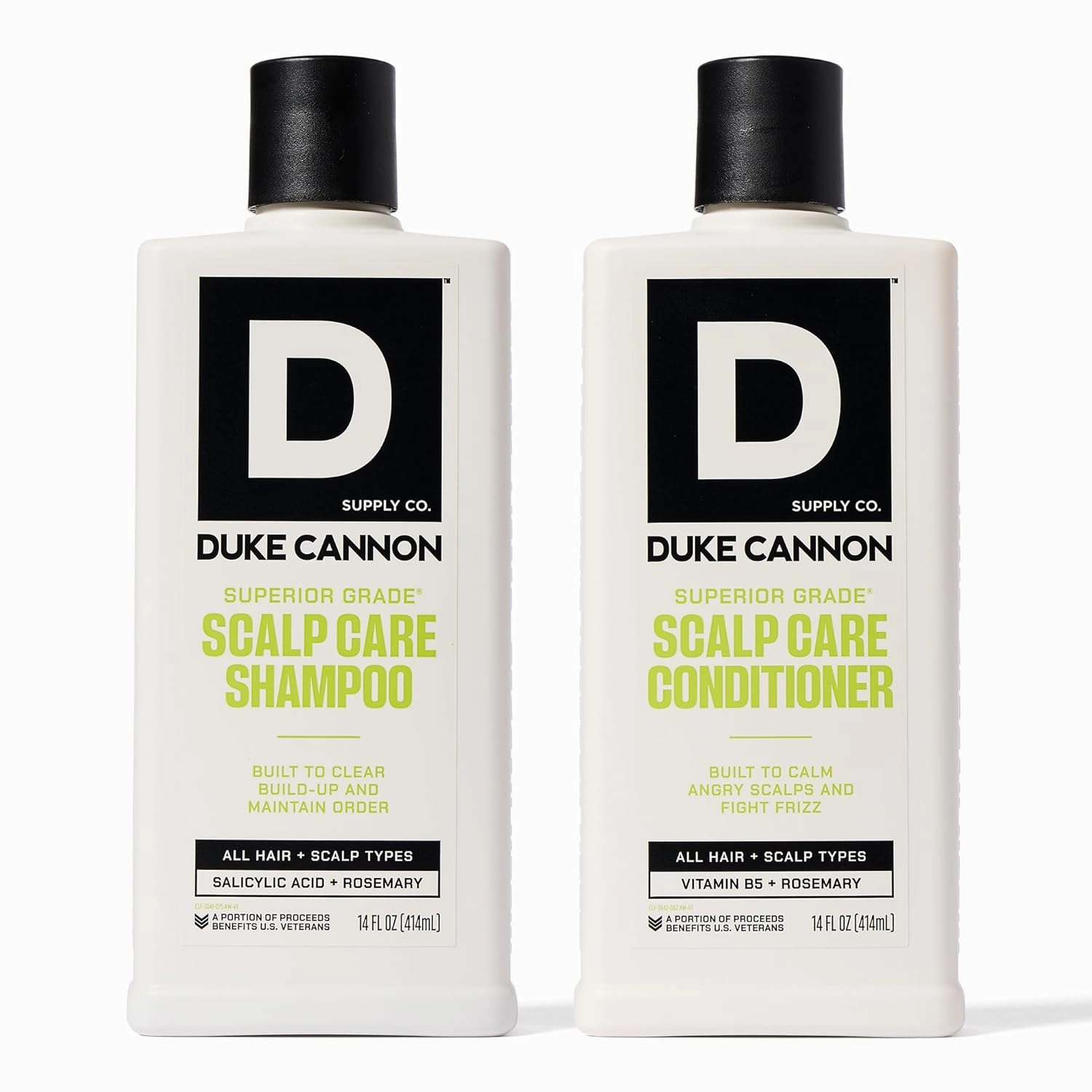 Duke Cannon Superior Grade Scalp Care Shampoo & Conditioner Bundle, 2-Pack, 14 oz Each – Deep Cleansing, Scalp Soothing, Sulfate-Free, Moisturizing Hair Care for Men
