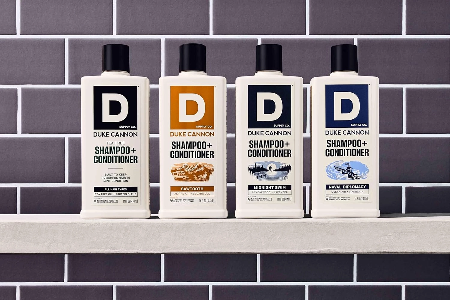 Duke Cannon Supply Co. 2-in-1 Hair Wash - Masculine Scent - Gentle Cleansing Hair Wash For Men - Stimulating Hair Shampoo & Conditioner - Strengthens Hair - Midnight Swim - 2 Pack - (14 oz)