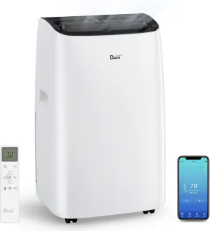 DuraComfort Smart Portable Air Conditioners, 12000 BTU(Ashrae) /8150 BTU (SACC) Quiet AC Unit, Built-in Dehumidifier and Fan Modes, Mobile App, Cools up to 350 Sq. Ft, White