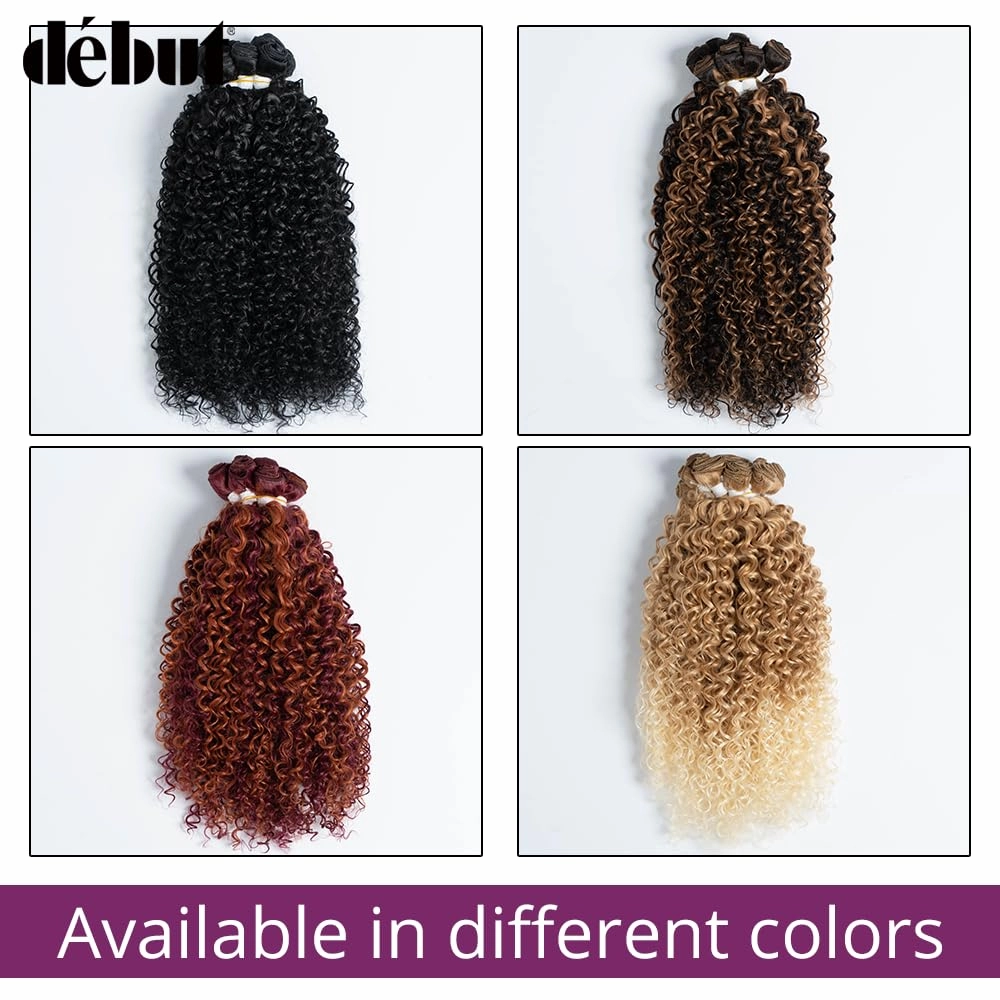 DÉBUT Jerry Curl Synthetic Hair 9 Bundles 1B 16 18 20 Inches Tight Curly High Temperature Hair Weave Natural 1B Black Color 9Pcs 300g (16" 18" 20") x3