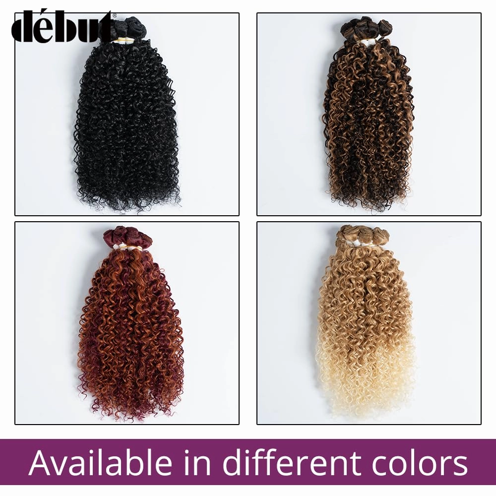 DÉBUT Jerry Curl Synthetic Hair 9 Bundles, Burgundy Mixed Ginger 16 18 20 Inches Tight Curly, High Temperature Hair Weave 9Pcs 300g 16" 16" 18" 18" 20" 20"
