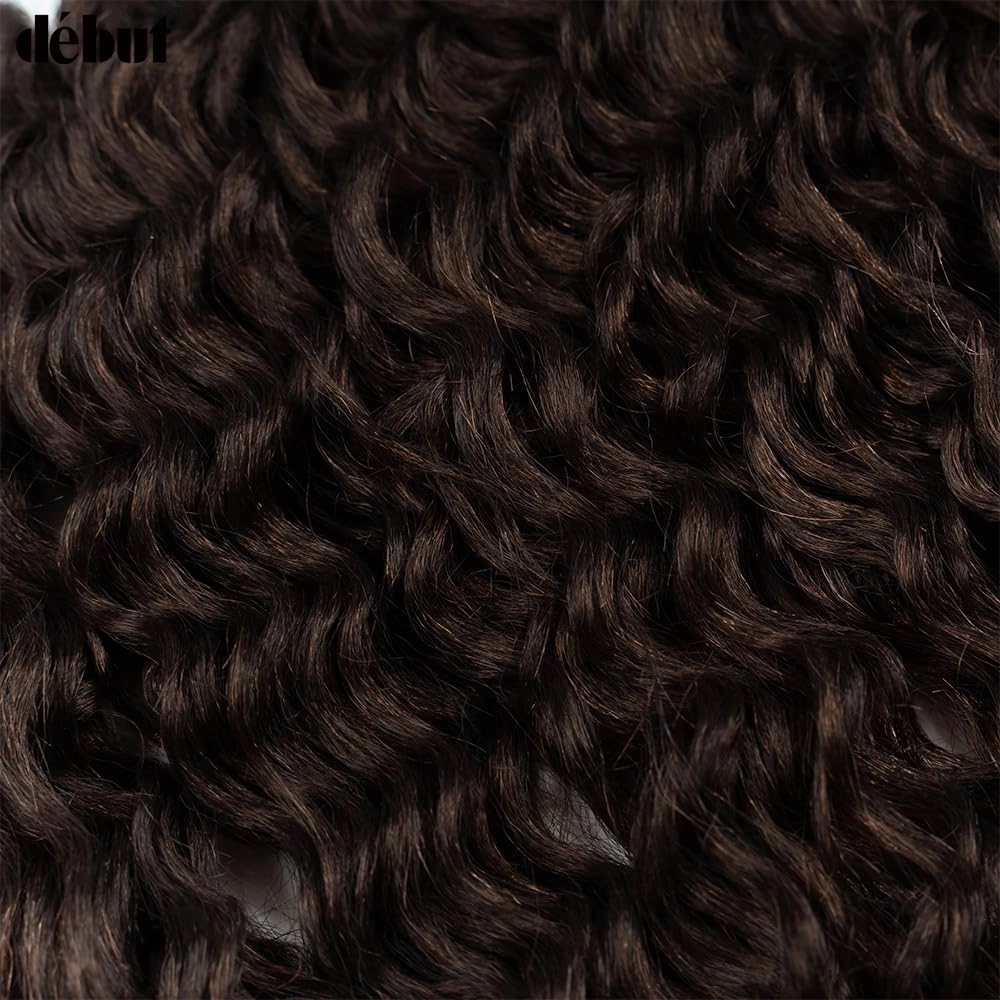 DÉBUT Synthetic Hair 8 Bundles with Simple Closure Water Wave High Temperature Fiber Wavy Hair Weave 9PCS 20 Inches 240G Brown