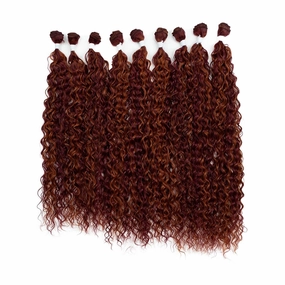 DÉBUT Water Wave 9 Bundles Synthetic Hair Weave Curly Hair High Temperature Fiber Bio Protein Hair 9pcs 22 24 26 Inch 320g for Full Head Highlight Dark Red with Ginger