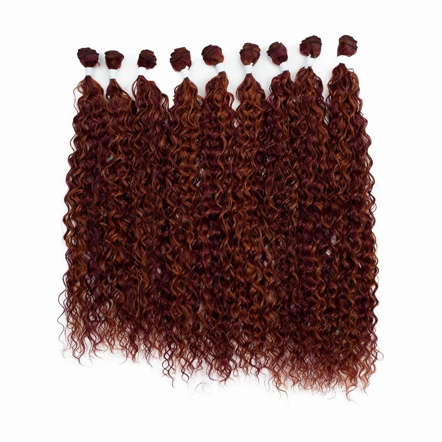 DÉBUT Water Wave 9 Bundles Synthetic Hair Weave Curly Hair High Temperature Fiber Bio Protein Hair 9pcs 22 24 26 Inch 320g for Full Head Highlight Dark Red with Ginger