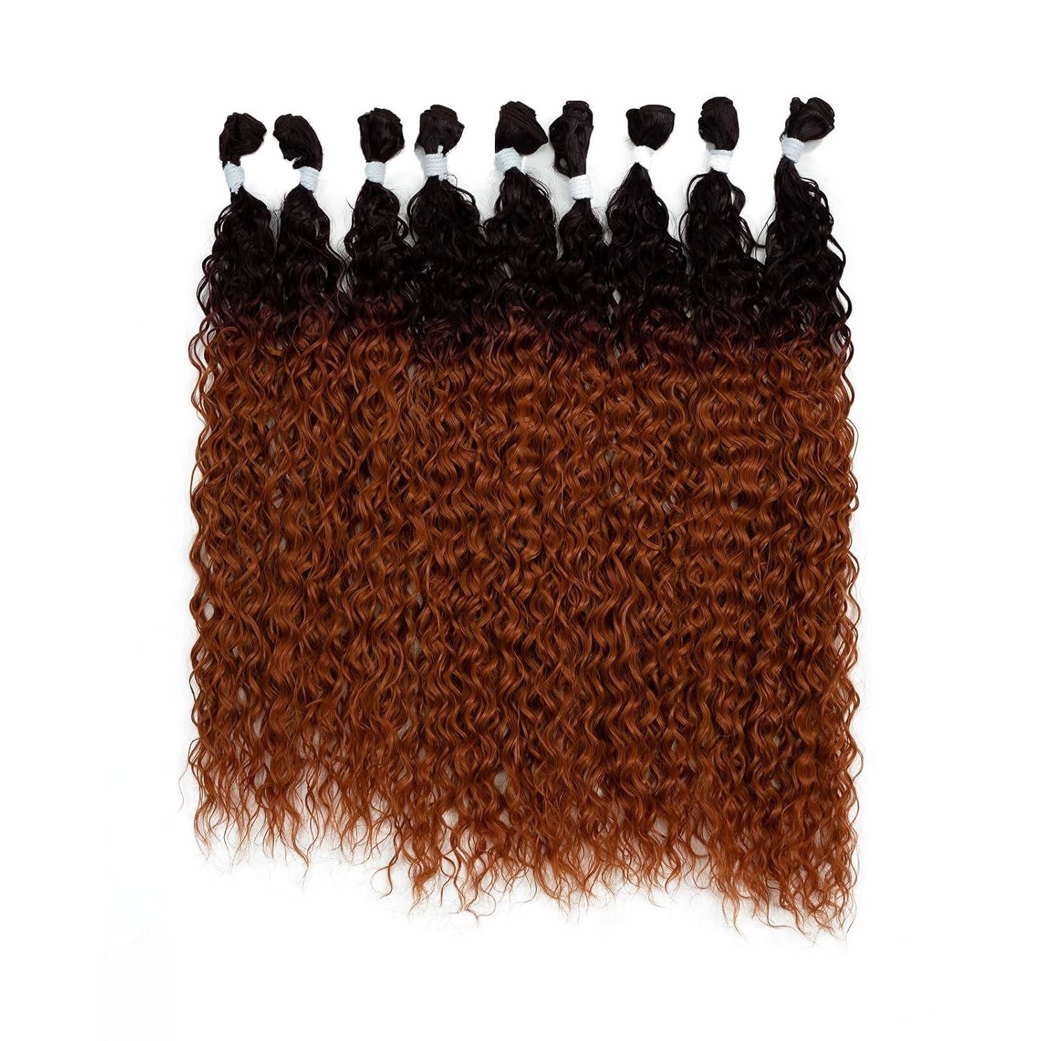 DÉBUT Water Wave 9 Bundles Synthetic Hair Weave Curly Hair High Temperature Fiber Bio Protein Hair 9pcs 22 24 26 Inch 320g for Full Head Ombre Ginger