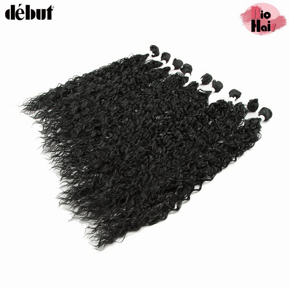 DÉBUT Water Wave 9 Bundles Synthetic Hair Weave High Temperature Fiber Bio Protein Hair 9pcs 22 24 26 Inch 320g for Full Head Natural Black