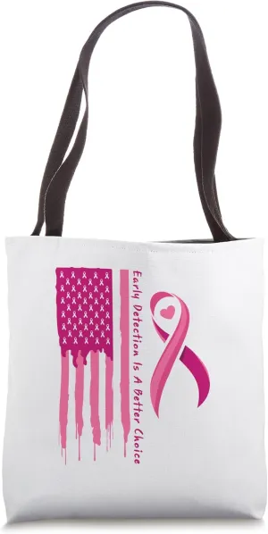 Early Detection Is A Better Choice Pride USA Flag Ribbon Tote Bag