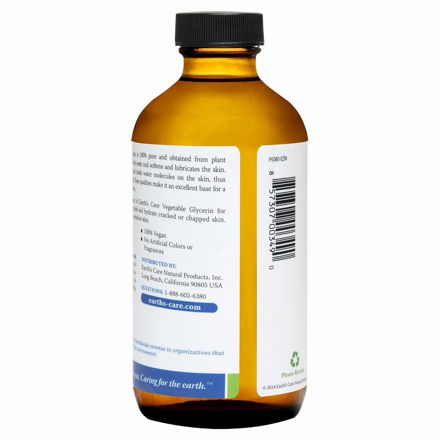 Earth's Care Vegetable Glycerin, 100% Pure Liquid Glycerine for Hair, Skin and DIY Projects 8 FL. OZ. (3 Bottles)