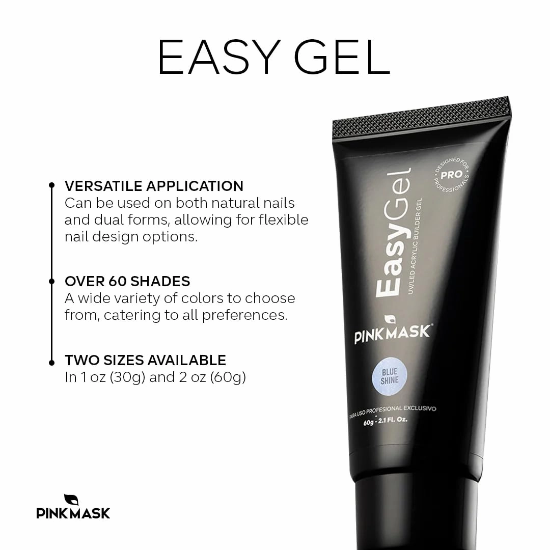 Easy Gel 2oz 60g-Clear, Professional Builder Enhancement Gel-Quick Nail Extension for Beginner DIY, Nail Strengthener-Long Lasting-Salon Quality-Thickening Solution