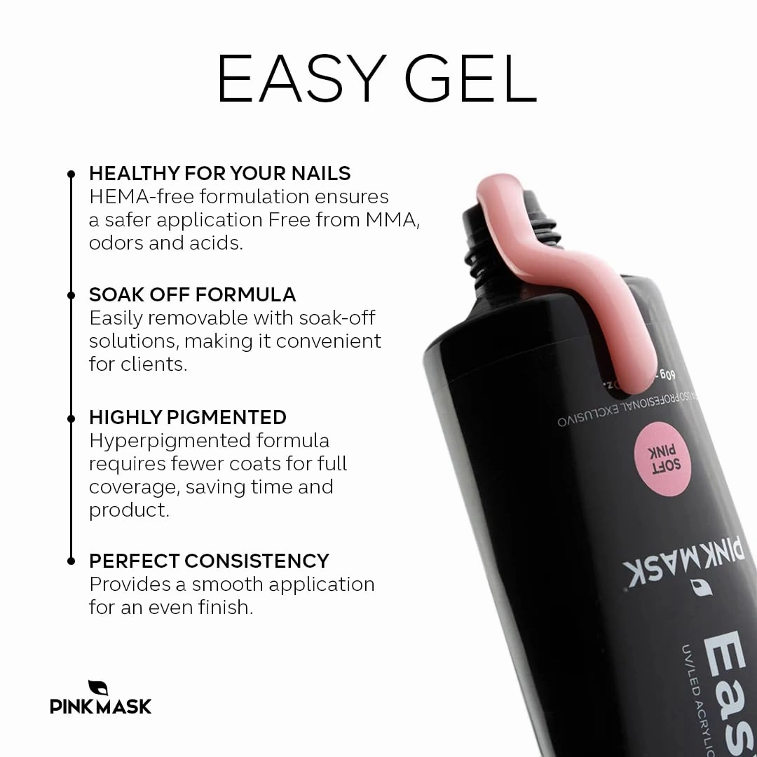 Easy Gel 2oz 60g-Clear, Professional Builder Enhancement Gel-Quick Nail Extension for Beginner DIY, Nail Strengthener-Long Lasting-Salon Quality-Thickening Solution