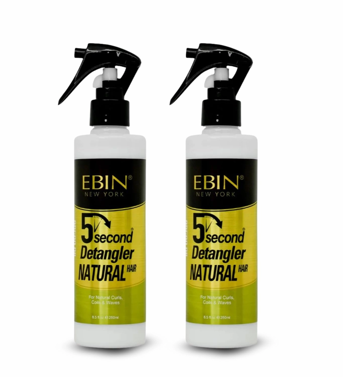 EBIN NEW YORK 5 Second Argan Oil Natural Detangler 8.5oz Leave-in Conditioner Spray for Curly, Wavy & Fine Hair – Kids Detangler Spray & Hair Care Solution for Tangles & Frizz — Gift Set (2 Pack)
