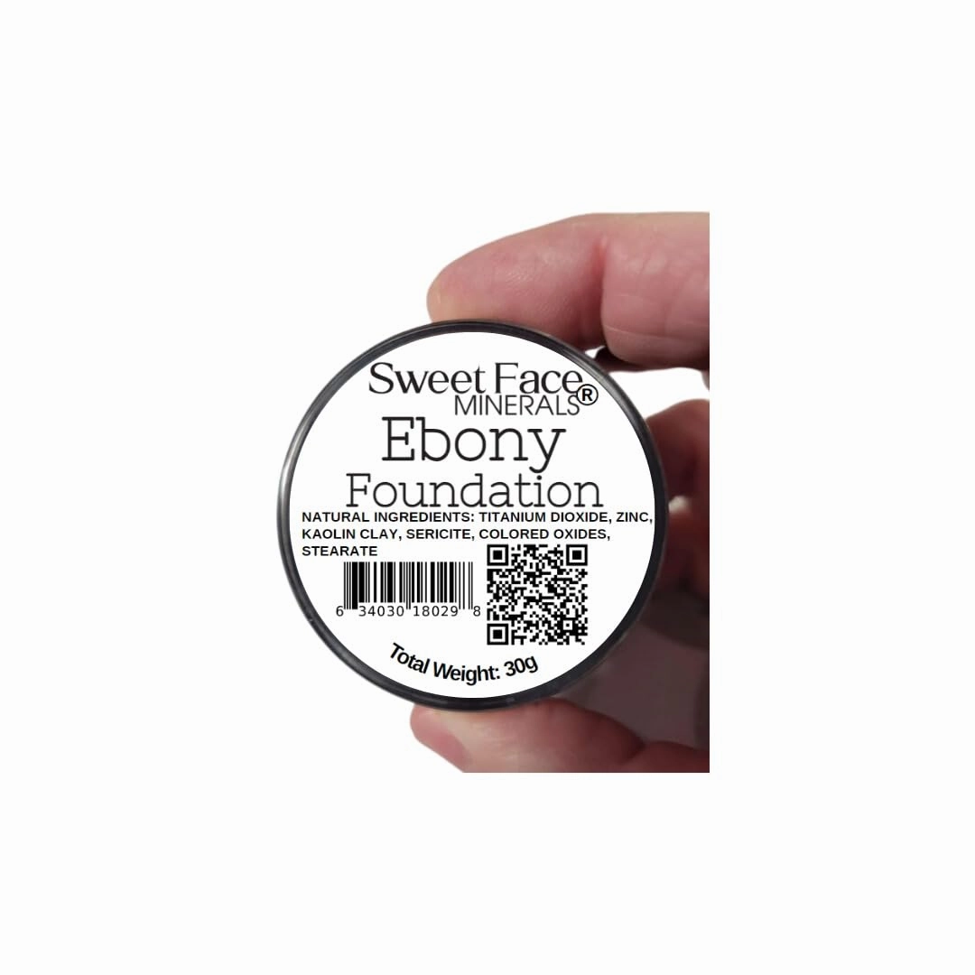 Ebony Foundation (30g Full Size Sifter Jar) Matte Mineral Makeup Loose Powder Foundation – Full Coverage, Natural Finish, Noncomedogenic, SPF 30