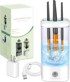Electric Makeup Brush Cleaner, 7000 RPM Makeup Brush Cleaner Machine, Efficient Automatic Portable USB Cleaner Tool for All Types of Makeup Brushes, Convenient Makeup Brush Cleaning-Transparent ﻿