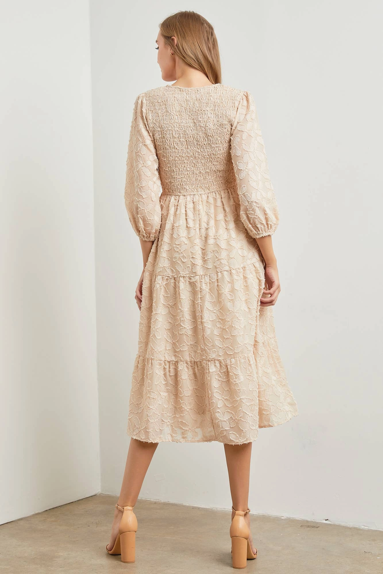 Embroidered Floral Midi Dress