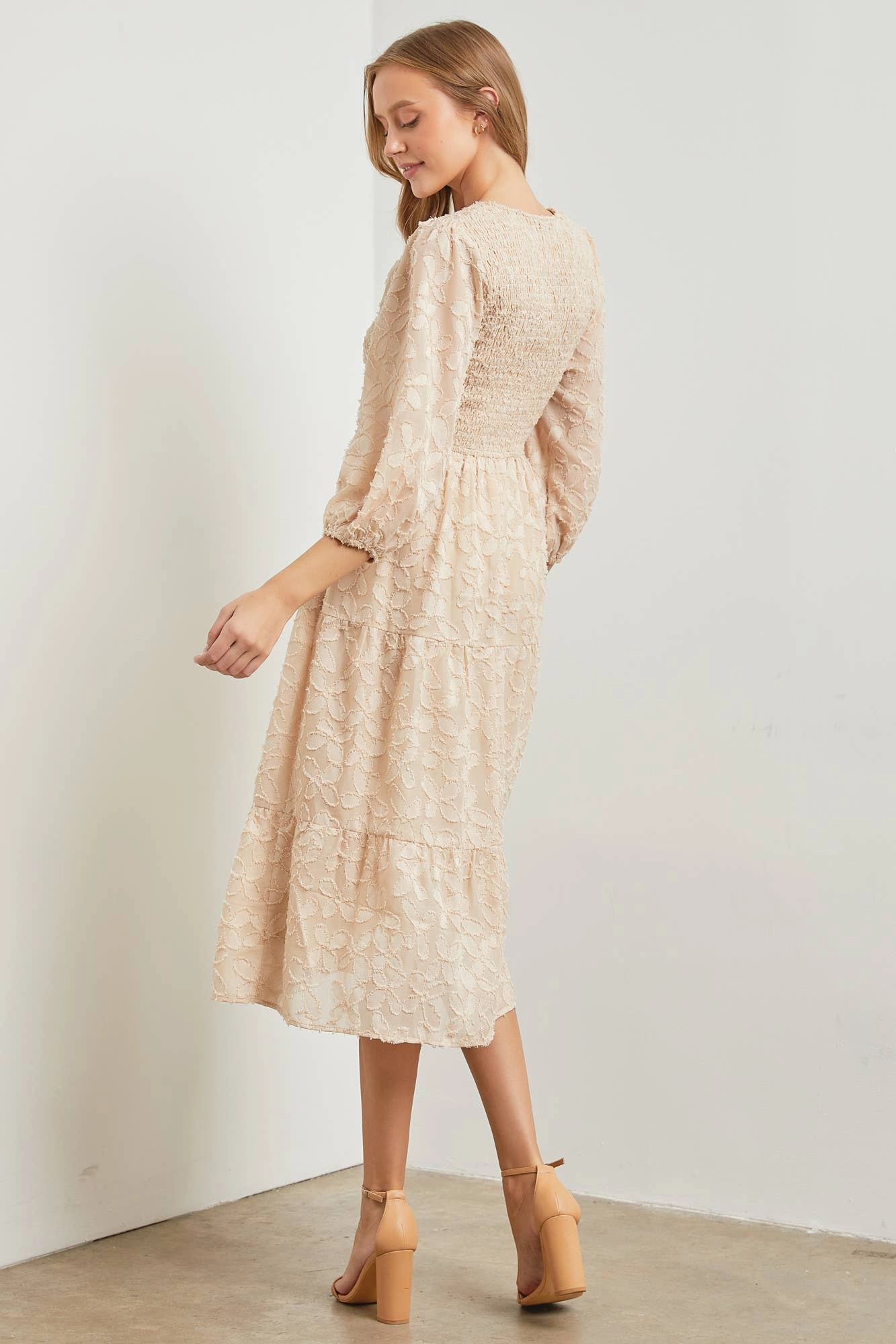 Embroidered Floral Midi Dress