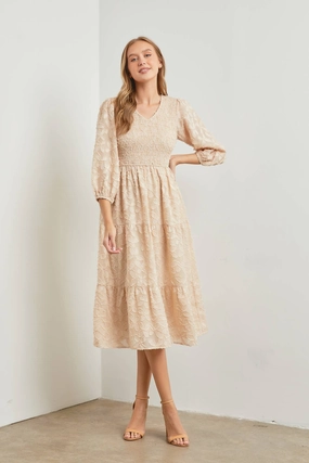 Embroidered Floral Midi Dress