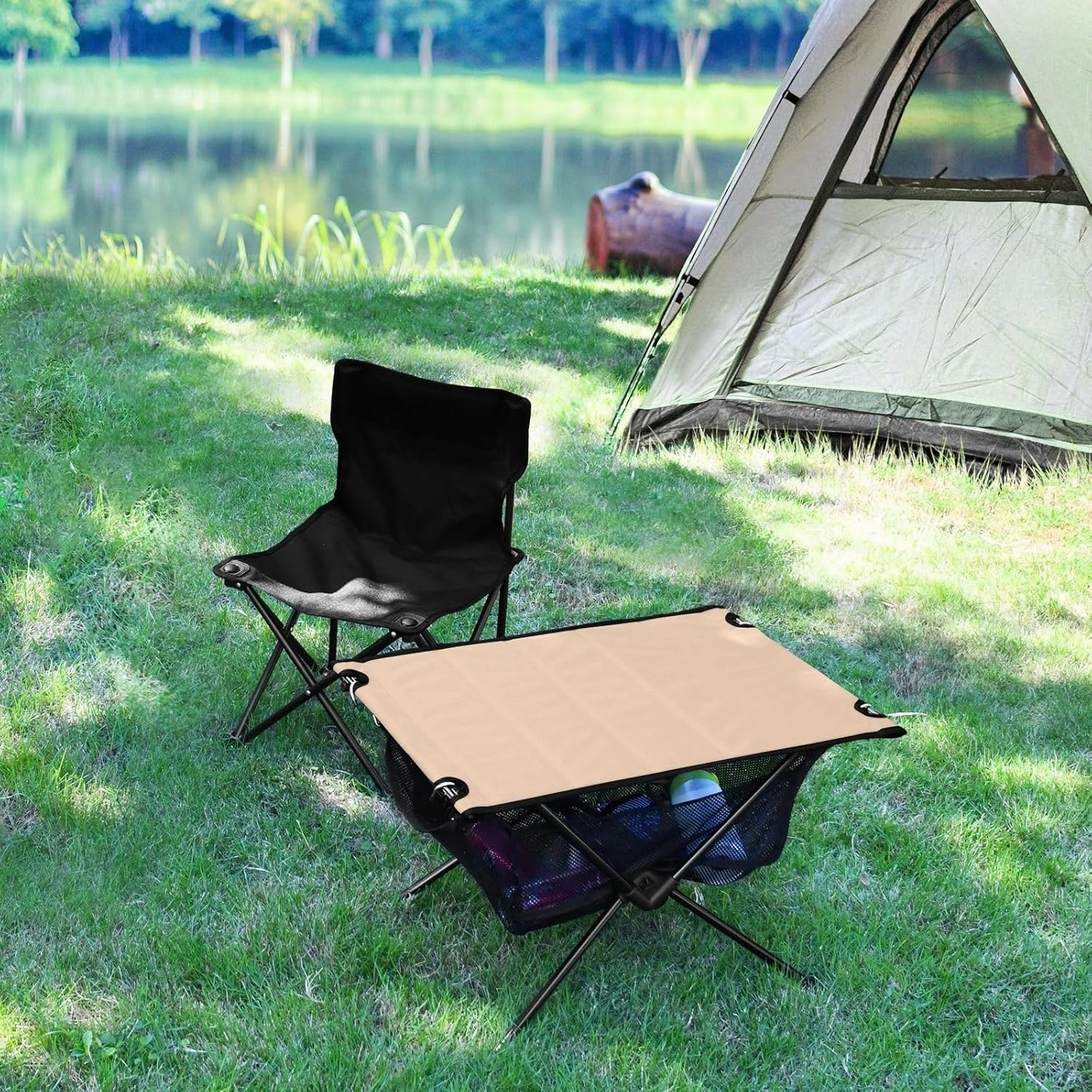 Emelivor Peach Orange Folding Camping Table Portable Beach Table with Carry Bag Small Camp Table for Camping Outdoor Picnic Travel Cooking
