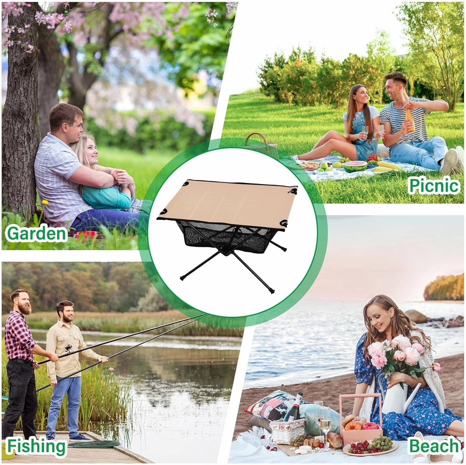 Emelivor Peach Orange Folding Camping Table Portable Beach Table with Carry Bag Small Camp Table for Camping Outdoor Picnic Travel Cooking
