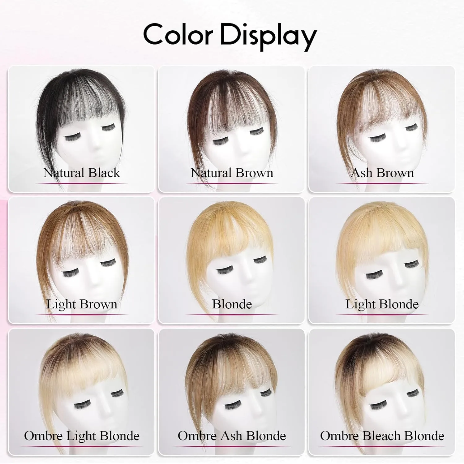 EMMOR Clip in Bangs, 100% Human Hair Bangs with 3 Non-slip Clips, 360°Cover Top HairPieces with 5 inch Wispy Fringes for enhancing Women's Facial Features(Ash Brown)