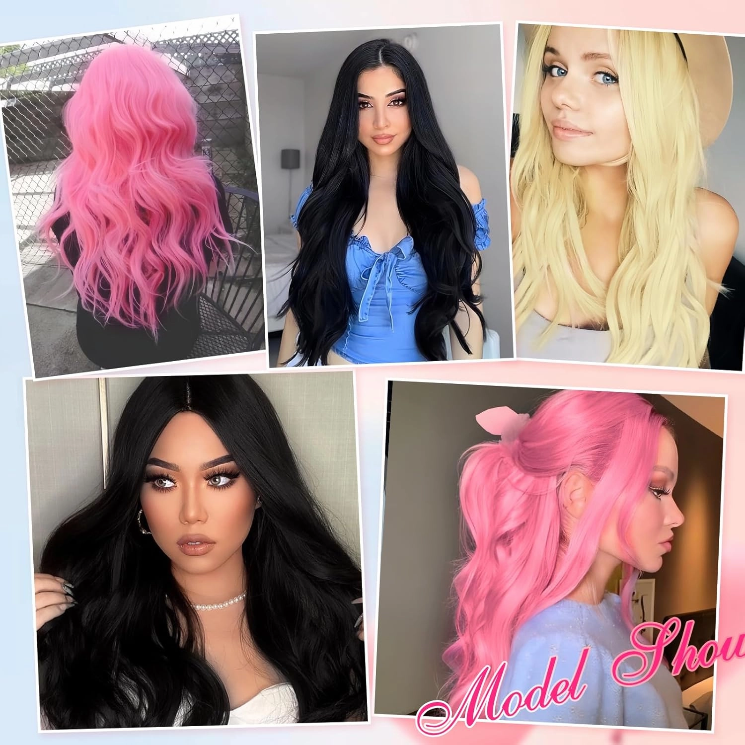 EMMOR Long Black Wavy Wig for Women Lace Front Wigs Natural Looking 26 Inch Middle Part Curly Wig Heat Resistant Synthetic Wigs for Daily Party Use