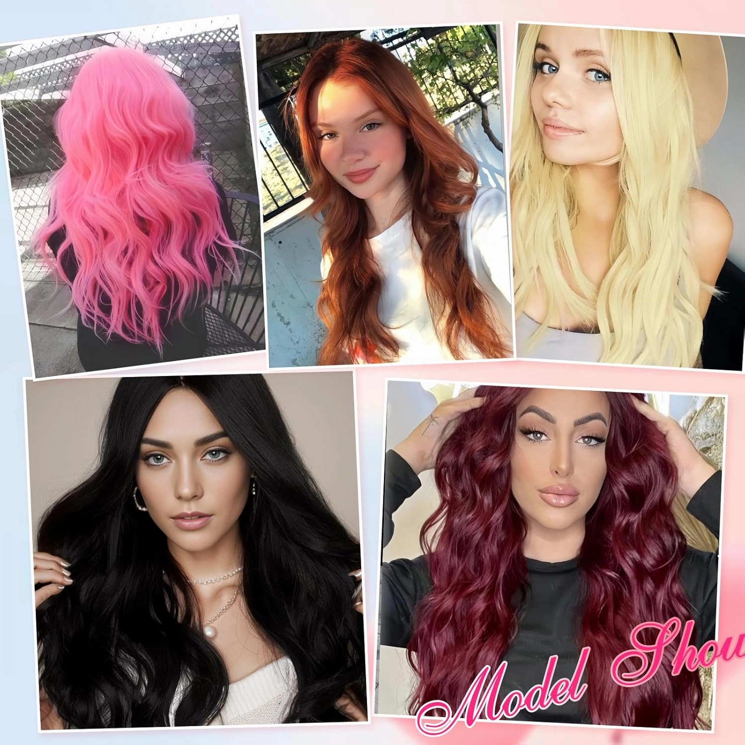 EMMOR Long Ginger Wavy Wig for Women Lace Front Wigs Auburn Natural Looking 26 Inch Middle Part Curly Wig Heat Resistant Synthetic Wigs for Daily Party Use