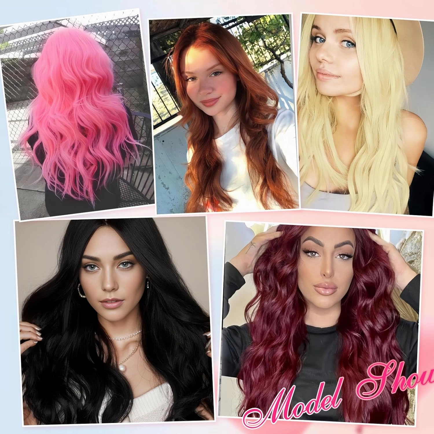 EMMOR Long Wine Red Wavy Wig for Women Lace Front Wigs Natural Looking 26 Inch Middle Part Curly Wig Heat Resistant Synthetic Wigs for Daily Party Use