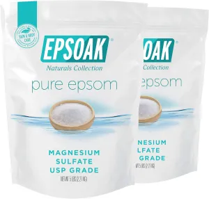 Epsoak Epsom Salt 10 lbs. (Qty. 2, 5 lb. Bags) Magnesium Sulfate USP